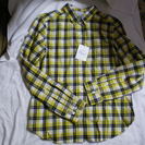 白と紺と緑と黄色のチェック　ネルシャツ　Sサイズ　タグ付き