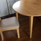 お渡し済み)円形のダイニングテーブル、椅子２脚セット