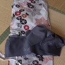 【新品】レディース浴衣　白地×グレーの作り帯