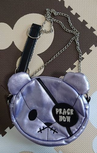 Peace Now くまチェーンショルダーバッグ メタリックパープル はるママ 北のバッグ ショルダーバッグ の中古あげます 譲ります ジモティーで不用品の処分