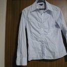 白と水色のストライプ　シャツ　Sサイズ　日本製　美品
