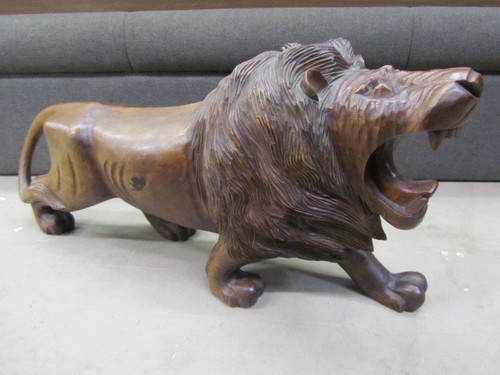 【木彫り】ライオン◆約70cm◆獅子◆置物◆彫刻◆インテリア