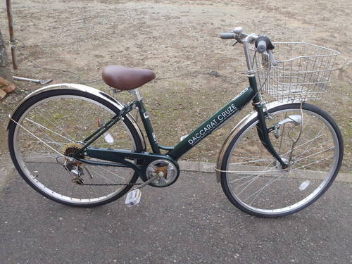 終了　サイモト　シティサイクル　２７インチ　6段ギヤ　カギ新品　LEDオートライト　BAA　中古自転車　043