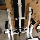 ベンチプレスセット (折り畳み式ベンチ・セーフティ・シャフト・おもり)