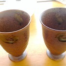 「古窯の旅」　ちょっと薄手の、変わった形の陶器のフリーカップ、5...