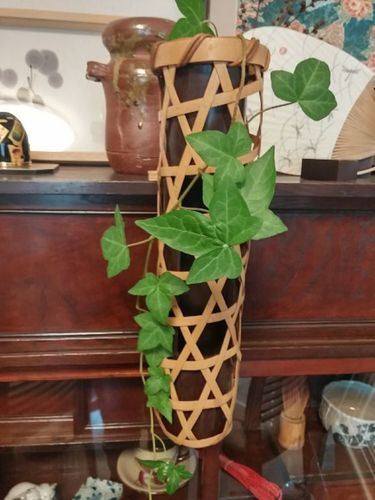 竹製の篭の花器　茶道　和室☆
