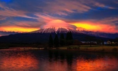 大サイズの富士山写真（フレーム付き）