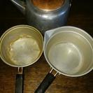 やかん＆片手鍋×2（注アルミ製につき湯沸かし調理おすすめ出来ません）