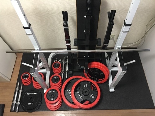 バーベルセット140kg,ベンチプレス台、スクワットスタンドなど