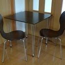 テーブル　椅子　セット　ブラウン　木製　２脚　組立式