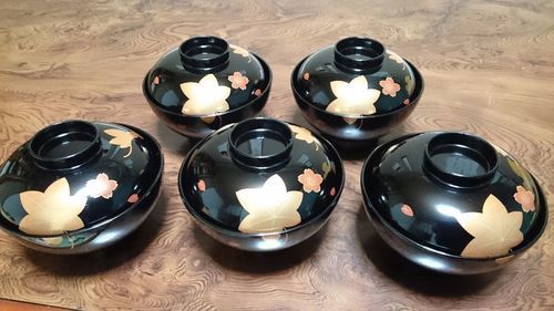 Amazon.co.jp: 特選漆塗りお吸物椀 渓山漆工房 山中塗り 5客 漆器 蓋 : ホーム＆キッチン - 汁椀