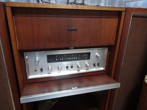 【1967年発売・購入】パイオニア　S-75X　レコードプレイヤ一式＜ウォールナット天然目のキャビネット＞