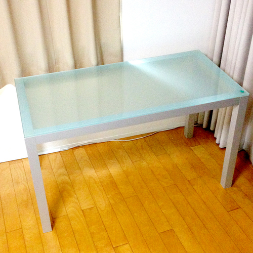 完成品 無印良品 アルミフレームガラステーブル ダイニングテーブル