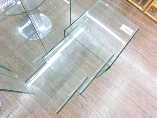 札幌 引き取り モーダエンカーサ 3連テーブル クリアガラス