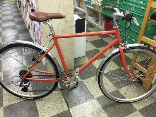 [3628]tokyobike トーキョーバイク　クロスバイク　26×1.25　8段変速　クロモリ　タイヤ新品　オレンジ