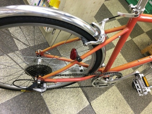 [3628]tokyobike トーキョーバイク　クロスバイク　26×1.25　8段変速　クロモリ　タイヤ新品　オレンジ