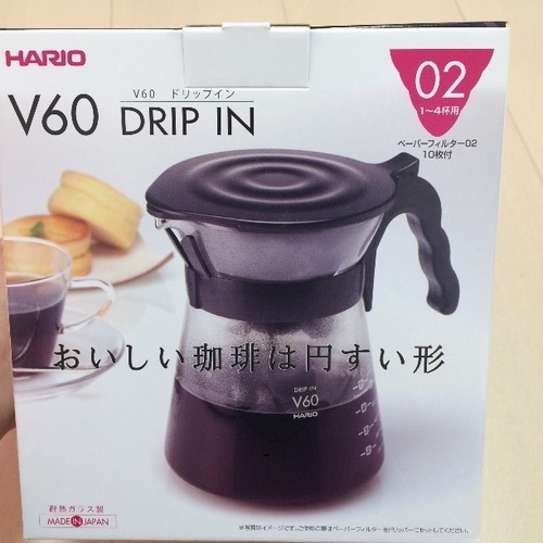 新品 コーヒードリッパー v60 DRIP IN 耐熱ガラス製