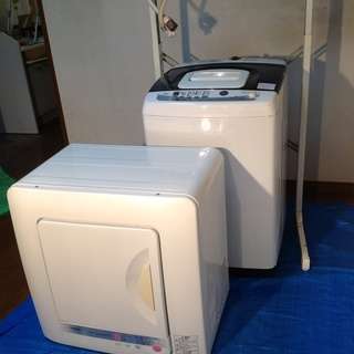 三菱全自動洗濯機2006年製6.2kg、東芝衣類乾燥機2003年...