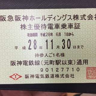 阪神全線定期券(１１月末まで)