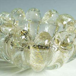 美しい花瓶　工芸ガラス 金彩 花型 ベース 花入 花器 