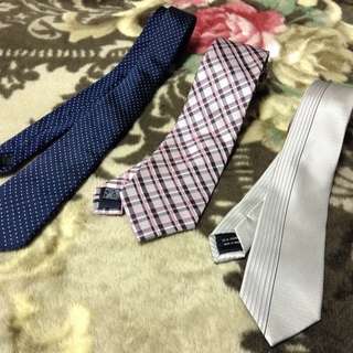 ネクタイ3本まとめて　シルク100％あり　シルバー、ピンクチェック、紺