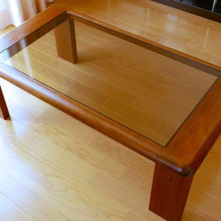 天然木製 スモーク強化ガラス（９mm厚） ローテーブル