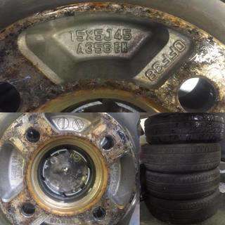 ☆ＬＵＣＫＹ　ＳＴＡＲ　☆♪４本ＳＥＴ　タイヤ/アルミ　１６５/５５Ｒ１５♪溝有り