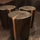 イス6脚テーブルセット 丸太 アジアン 木製