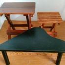 ミニテーブル・木製折りたたみ椅子2個セット