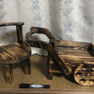 【美品】木工アンティーク 椅子 荷車