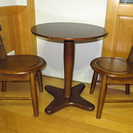 ミニサイズ 1本足 丸テーブル ＋ 椅子2脚