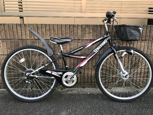 【販売済】【373】【整備済】子供用MTB　26インチ　シマノ製外装6段ギヤ　オートライト　カギなし【6000円】