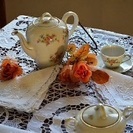 イタリア製 刺繍入りリネンのテーブルクロス