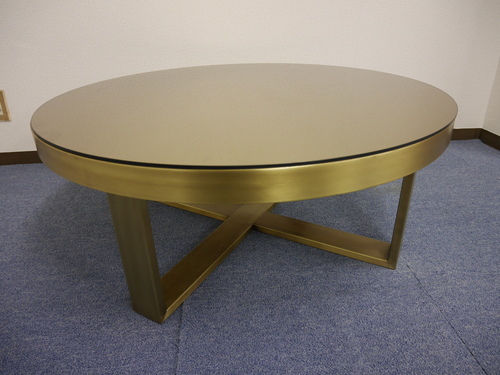 期間限定！！展示品　鏡面　高級　円形ローテーブル　90㎝直径 (K00016)
