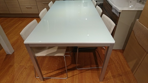 ガラス面ダイニングテーブル・チェア 6脚セット 展示品 (014180  