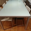 ガラス面ダイニングテーブル・チェア 6脚セット 展示品 (014180)