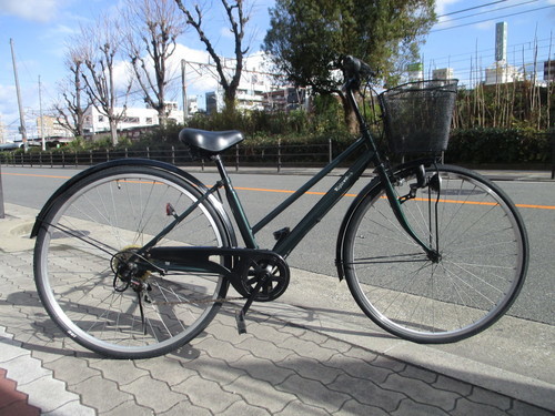 ♪ジモティー特価♪程度良好！！らくらくシマノ外装６段変速付き２７型中古シティサイクル　　新大阪　サイクルキッズ