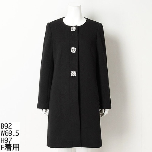 大きいサイズ ノーカラービジューボタンコート 黒 Sa 西宮のコート レディース の中古 古着あげます 譲ります ジモティーで不用品の処分