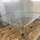 LC010647 デザインテーブル ガラステーブル リビングテーブル 
