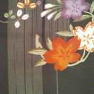 [洗えるきもの]濃茶　桜に矢絣　袷プレタ着物　M～Lサイズ　美品です