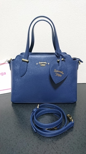 【新品・未使用】サマンサベガ（Samantha Vega）ハートミラーチャーム付バッグ　小　ネイビー