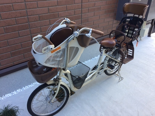 『取引完了』【子供乗せ自転車マリールゥ】【BAA3人乗り（幼児2人乗せ）】【後ろ乗せ付き】【中古】【便利な足元バスケット】