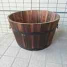 未使用 焼杉制桶型プランター 植木鉢