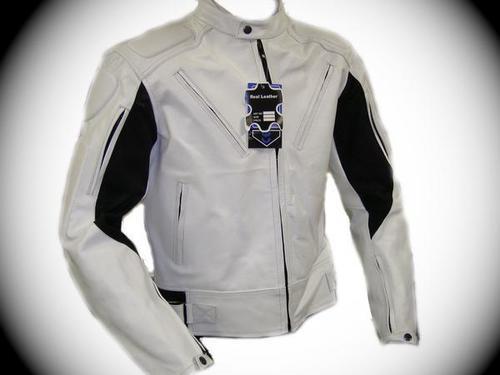 新品未使用 完全防備牛革プロテクターライダースジャケット白XXL www