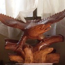 木彫りの置物 鷹 鳥