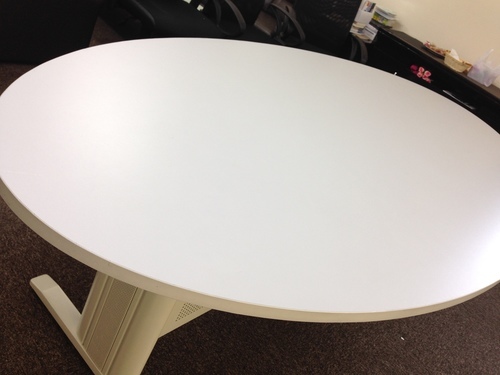 ミーティングテーブル 楕円型 幅3600×奥行1200×高さ720mm ワイヤリング