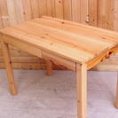 【SOLD】●木製作業台　テーブル　パイン材　分解可能　引出し２つ付き
