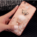 iPhone7ケース ピンク 指輪 ファー ストーン