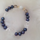 天然淡水本真珠【ホワイトターコイズ水晶】ブレスレット