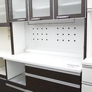 大型食器棚 ブラウン ハンガーレール付 カップボード キッチンラック
